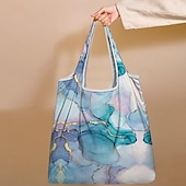 cheap Handbag &amp; Totes-Women&#039;s Large Abstract Floral Print Tote Bag – Reusable Foldable Shopping Bag with Artistic Design for Everyday Use
