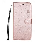 cheap Samsung Cases-Phone Case For Samsung Galaxy S24 S23 S22 S21 S20 Ultra Plus FE A54 A34 A14 Note 20 10 S25 Ultra Wallet Case Magnetic Full Body Protective with Wrist Strap Cat Bee TPU PU Leather