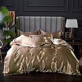 economico Set copripiumino-Set copripiumino rinfrescante 3 pezzi lenzuolo rinfrescante set biancheria da letto in raso di seta di lusso con più colori set copripiumino morbido tinta unita 1 copripiumino 2 federe