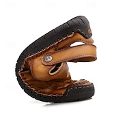 abordables Sandalias casuales-Hombre Sandalias Zapatos hechos a mano Microfibra Transpirable Cómodo Antideslizante Hebilla Amarillo-marrón Negro