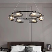 preiswerte Kronleuchter-Kronleuchter Deckenleuchte Pendelleuchte 5/6-flammig 75/132cm Metall Glas Wasserkräuselung postmodernes Licht Luxus Restaurant Schlafzimmer Arbeitszimmer Wohnzimmer 85-265V