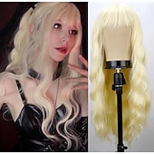 economico Parrucche trendy sintetiche-Parrucca ramata con frangia parrucche morbide e ondulate lunghe per le donne parrucca sintetica riccia sostitutiva per costumi di Halloween parrucche per feste cosplay