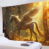baratos tapeçarias de animais-Fantasia unicórnio pendurado tapeçaria arte da parede grande tapeçaria mural decoração fotografia pano de fundo cobertor cortina casa quarto sala de estar decoração