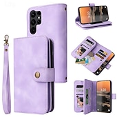 cheap Samsung Cases-Phone Case For Samsung Galaxy S23 S22 S21 S20 Ultra Plus FE A73 A53 A33 A23 A13 Note 20 Ultra 10 Plus Wallet Case Zipper Full Body Protective with Wrist Strap Retro TPU PU Leather