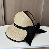 olcso Buli kalapok-Kalap Fejfedők Akril / Pamut Szalma Halász sapka Szalmakalap Hétköznapi Szabadság Elegáns Retro Val vel Csokor Tiszta Szín Sisak Fejfedők