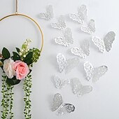 お買い得  ウォールステッカー-12個の金色の蝶の装飾 - パーティー、工芸品、ベビーシャワー用の3Dウォールアート - 美しくエレガントな装飾のための簡単に貼れるステッカー