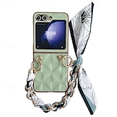 Χαμηλού Κόστους Samsung Θήκη-τηλέφωνο tok Για Samsung Galaxy Z Flip 6 Z Flip 5 Z Flip 4 Z Flip 3 για γυναίκες κορίτσι με λουράκι καρπού Ανθεκτική σε πτώσεις TPU Μεταλλικό PU δέρμα