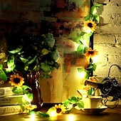 abordables Alimentación por batería-Guirnalda de luces de hadas con flores artificiales para recepción de bodas, elegante guirnalda de flores artificiales con 30 luces LED y control remoto, 8 modos, guirnalda de seda para decoración