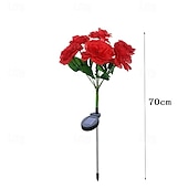 abordables Éclairage paysager-Lampe solaire à LED 7 têtes, simulation solaire, fleur de rose de la Saint-Valentin, lumière de jardin étanche, 42 LED, simulation de fleur, éclairage extérieur de cour, villa, parc, pelouse, allée, décoration de paysage, 1/2 pièces
