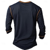 ieftine Amuzant-Cămașă cu mânecă lungă henley pentru bărbați - T-Shirt grafic cu războinic al credinței creștine "Diavolul m-a văzut... până am spus Amin"