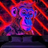 cheap Blacklight Tapestries-Blacklight Tapestry UV Reactive Glow in the Dark Glow Party Neon Chimpanzees Psychedelic Trippy Misty Hanging Tapestry Wall Art Mural for Living