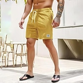 abordables Bermudas estilo casual-Hombre Pantalón corto Pantalones cortos casuales Pantalones cortos de pana Bolsillo Correa Cintura elástica Plano Comodidad Corto Festivos Playa Fin de semana Moda Casual Negro Amarillo Microelástico