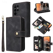 cheap Samsung Cases-Phone Case For Samsung Galaxy S23 S22 S21 S20 Ultra Plus FE A73 A53 A33 A23 A13 Note 20 Ultra 10 Plus Wallet Case Zipper Full Body Protective with Wrist Strap Retro TPU PU Leather