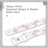 Недорогие Ремешки для часов Apple-цветок с гравировкой Совместим с Ремешок для часов Apple Watch 38мм 40мм 41мм 42мм 44мм 45мм 49мм Прочный Пряжка-бабочка силиконовый Сменный ремешок для часов для iwatch Ultra 2 Series 9 8 7 SE 6 5 4