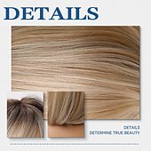 cheap Older Wigs-Bob Wigs for Women Short Bob Yaki Wigs with Bangs Short Bob Wigs Blonde Bob Wigs Realistic Look Synthetic wigs Blonde Brown Black Aubrun Dark Brown