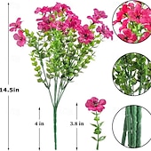economico Piante e Fiori Artificiali-10 rami di fiori artificiali da esterno eucalipto a sette steli, viole viola, bouquet floreale realistico per centrotavola decorativi e composizioni floreali
