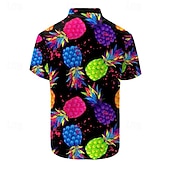 preiswerte Essen &amp; Getränke-Herren Frucht Ananas Hawaiihemd Sommerhemd Aloha-Shirt Kurze Ärmel Hemd Umlegekragen Brautkleider schlicht Outdoor Urlaub Strasse Schwarz Weiß Rosa S M L
