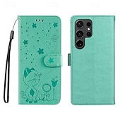 cheap Samsung Cases-Phone Case For Samsung Galaxy S24 S23 S22 S21 S20 Ultra Plus FE A54 A34 A14 Note 20 10 S25 Ultra Wallet Case Magnetic Full Body Protective with Wrist Strap Cat Bee TPU PU Leather