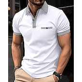economico Polo classica da uomo-Per uomo Camicia da golf Golf polo da golf Ufficio Informale Bavero Manica corta Essenziale Moderno Color Block Pied-de-poule Collage Primavera estate Standard Nero Bianco Rosso Blu marino Blu Beige