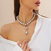 abordables Collares-Collares con colgantes Perla Mujer Elegante Personalizado Clásico Bonito Redondo Gargantillas Para Boda Fiesta Discoteca