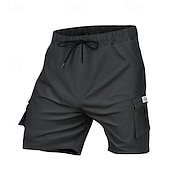 baratos Clássico-Homens Shorts táticos Bermuda Cargo Calção Com Cordão Cintura elástica Bolso multi Tecido Vestível Curto Ao ar livre Diário Para Noite Moda Clássico Preto Verde Tropa