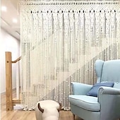preiswerte Makrame- und Stringvorhänge-Makramee-Vorhang zum Aufhängen, Boho-Dekor, lange Fransen, schicke Türtrenner, handgefertigte Häkel-Wandteppiche, Vorhänge, Dekorationen für Wohnzimmer, Fenster, Wohnheim, Wohnung, Babyparty