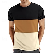 economico Magliette casual da uomo-Per uomo Maglietta Camicia a Maniche Corte Manica Corta Girocollo Primavera &amp; Estate Blocco di colori Moda Designer Essenziale Patchwork Vacanza Streetwear Uscire Vinaccia Nero Bianco Maglietta Top