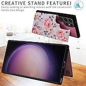 economico Cover Samsung-telefono Custodia Per Samsung Galaxy S24 S23 S22 S21 Ultra Plus S21 FE S25 Ultra Per retro Supporto a molla Slot per schede Resistente agli urti Fiore Floreale TPU PC