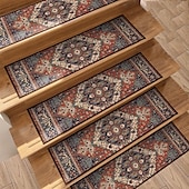 economico tappeti per gradini-tappeto per gradini stile boho tappeto antiscivolo gradini per scale per bambini anziani e animali domestici tappetini per scale design etnico