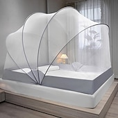 abordables Ciels de lit et rideaux-Moustiquaire pliable de 47 pouces de hauteur, filets ménagers ouverts et fermés en une seconde, moustiquaire grand espace pour dormir au lit avec installation gratuite