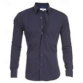 cheap Men&#039;s Non Iron Shirts-Men&#039;s Shirt Dress Shirt Button Up Shirt Plain Wedding Party Black White Pink Navy Blue Long Sleeve Lapel Spring &amp;  Fall Clothing Apparel