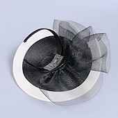 economico Cerchietti-fasce per capelli copricapo cappello con piattino in fibra cappello a cilindro da sposa tea party matrimonio elegante con copricapo in tulle laterale in pizzo copricapo