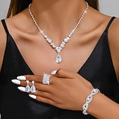 preiswerte Schmucksets-Schmuckset 5 Stück Strass Aleación Haken Ohrringe Halsketten Armbänder Damen Elegant Modisch Zierlich Geometrisch Geometrische Form Schmuck-Set Für Hochzeit Party Jahrestag