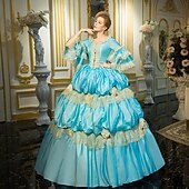 cheap Dresses-Gothic Victorian Vintage Inspired Dress Party Costume Prom Dress Princess Shakespeare Solid Color Ball Gown Fancy Dress Women&#039;s Halloween Carnival Valentine&#039;s Day Party Evening Party Masquerade