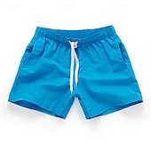 Недорогие Мужские плавательные шорты-Муж. Пляжные шорты Купальные шорты Обтягивающие длинные шорты Эластичная талия Эластичный шнурок Прямая нога Однотонный Быстровысыхающий На открытом воздухе Короткие Повседневные На выход Пляж