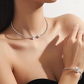 ieftine Seturi de Bijuterii-Seturi de bijuterii 2 buc Aliaj Coliere Brățări Pentru femei Elegant Epocă Modă Geometric Geometric Shape Set de bijuterii Pentru Nuntă Petrecere Aniversare
