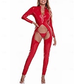 billiga Kläder för exotisk dans-Danskostymer Exotiska danskläder Pole dance Trikot / Onesie Ihålig Ren Färg Tvinning Dam Prestanda Träning Långärmad Hög PU