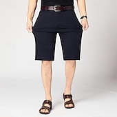 baratos shorts de trabalho-Homens Shorts sociais Shorts de trabalho Shorts casuais Bermudas de Golfe Corte alto Côr Sólida Resistente a rugas Comprimento do joelho Casual Calção Preto Azul Céu Cintura Alta Com Stretch