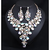 voordelige Sieradensets-Sieradenset 3 stuks Strass Legering Oorbellen Kettingen Dames Elegant Vintage Stijlvol meetkundig Geometrische vorm Sieraden set Voor Bruiloft Feest Bruiloft gast
