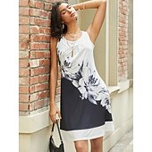 cheap Floral Dress-Women&#039;s Mini Dress Casual Dress Petite Dress T Shirt Dress Tee Dress Shift Dress Elegant Vintage Outdoor Vacation Holiday Regular Fit Floral Sleeveless Crew Neck White Pink Red Purple