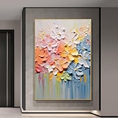 billiga Blom- och växtmålningar-3d färgglad blommig målning handmålad blomma oljemålning abstrakt färgglad blommig paionting väggkonst färgglad blommig målning blomma texturerad målning väggdekor