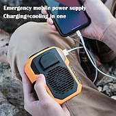 baratos Ventoinhas-Ventilador com Clipe para Cintura com Power Bank – Ventilador de Resfriamento Sem Lâminas com Absorção de Choque Bateria de Polímero