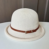 levne Party klobouky-Klobouky Doplňky do vlasů Sláma Kbelík Slamák Sluneční klobouk Ležérní Dovolená Elegantní retro S Čistá Barva Barevně dělené Přílba Pokrývky Hlavy