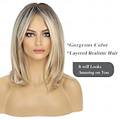 cheap Synthetic Trendy Wigs-Layered Wigs for Women Synthetic Wig Wigs with Bangs Synthetic Long Hair Blonde Black Brown Dark Brown Light Brown