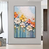 billiga Blom- och växtmålningar-3d färgglad blommig målning handmålad blomma oljemålning abstrakt färgglad blommig paionting väggkonst färgglad blommig målning blomma texturerad målning väggdekor