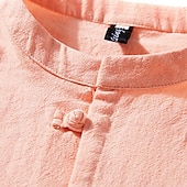 economico Casual da lavoro-Da uomo Camicia Camicia di lino Camicia con colletto cinese Camicia con colletto alla coreana Camicia casual Camicia con Bottoni Semplice Casuale Quotidiano Nero Bianco Rosa Vino Manica Lunga