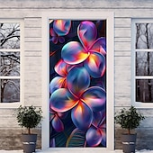 billige Dørdeksler-3d blomster dørdeksler veggmaleri dekor dør billedvev dør gardin dekorasjon bakgrunn dør banner avtakbar for inngangsdør innendørs utendørs hjemme rom dekorasjon gårdshus dekor forsyninger