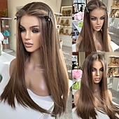preiswerte Echthaarperücken mit Stirn-Spitzenkappe-gerade Echthaar-Spitzenfrontperücke aus brasilianischem Echthaar in Ombre-Farbe mit Babyhaar für Frauen