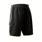 baratos Clássico-Homens Bermuda Cargo Calção Com Cordão Cintura elástica Bolso multi Bloco de cor Vestível Curto Ao ar livre Diário Para Noite Moda Clássico Preto Cáqui