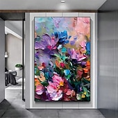 billiga Blom- och växtmålningar-3d tjock landskapsmålning konst handmålad kniv landskap oljemålning canvas väggkonst abstrakt blomma målning konst för vardagsrum sovrum hotell väggdekoration